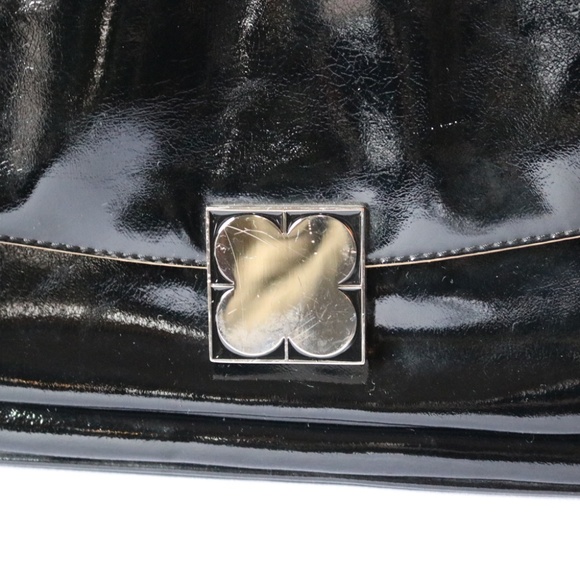 NWT Vintage Liz Claiborne Black Patent Clutch Purse Handbag Clover - Picture 2 of 7
